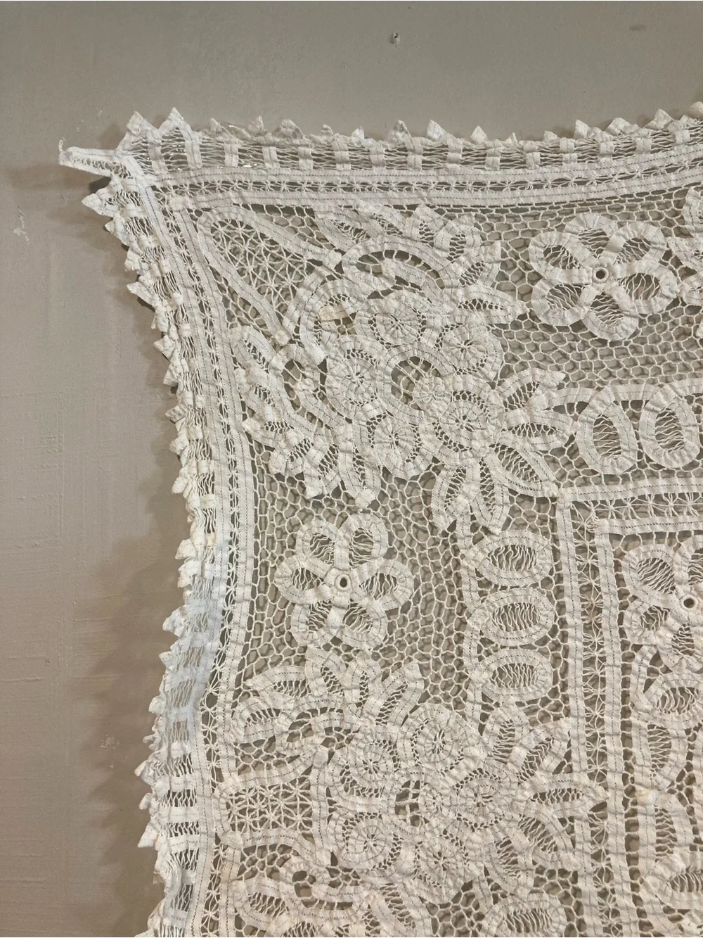 White Crochet Square Tablecloth Doily Boho Lace Decor